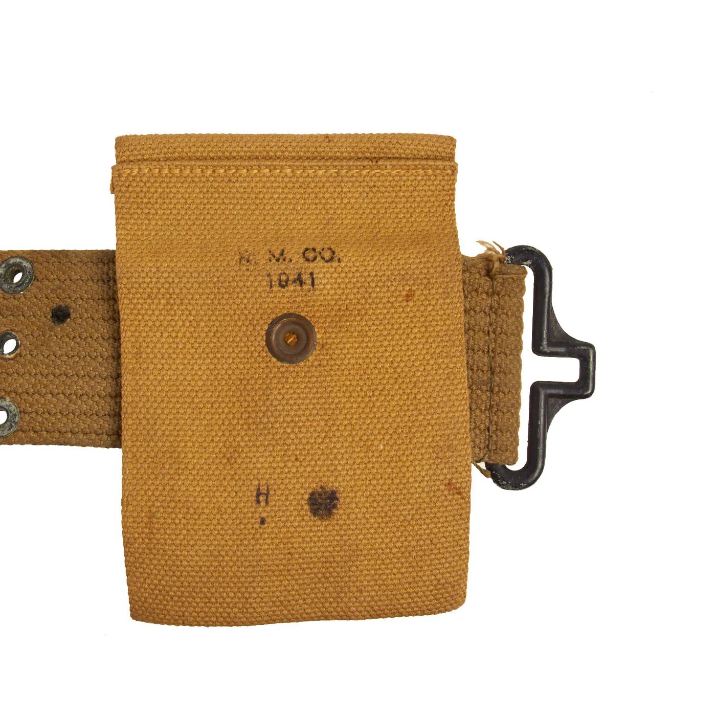 Original U.S. WWII Officer M1936 Pistol Belt, M1911 Holster, Magazine Pouch & Canteen Pouch With Canteen and Cup