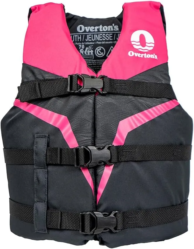 Overton's Youth Flotation Vest - USCG Approved Type III Life Jacket for Kids (50-90 lbs), Durable Nylon Material with Quick-Release Buckles for a Secure Fit
