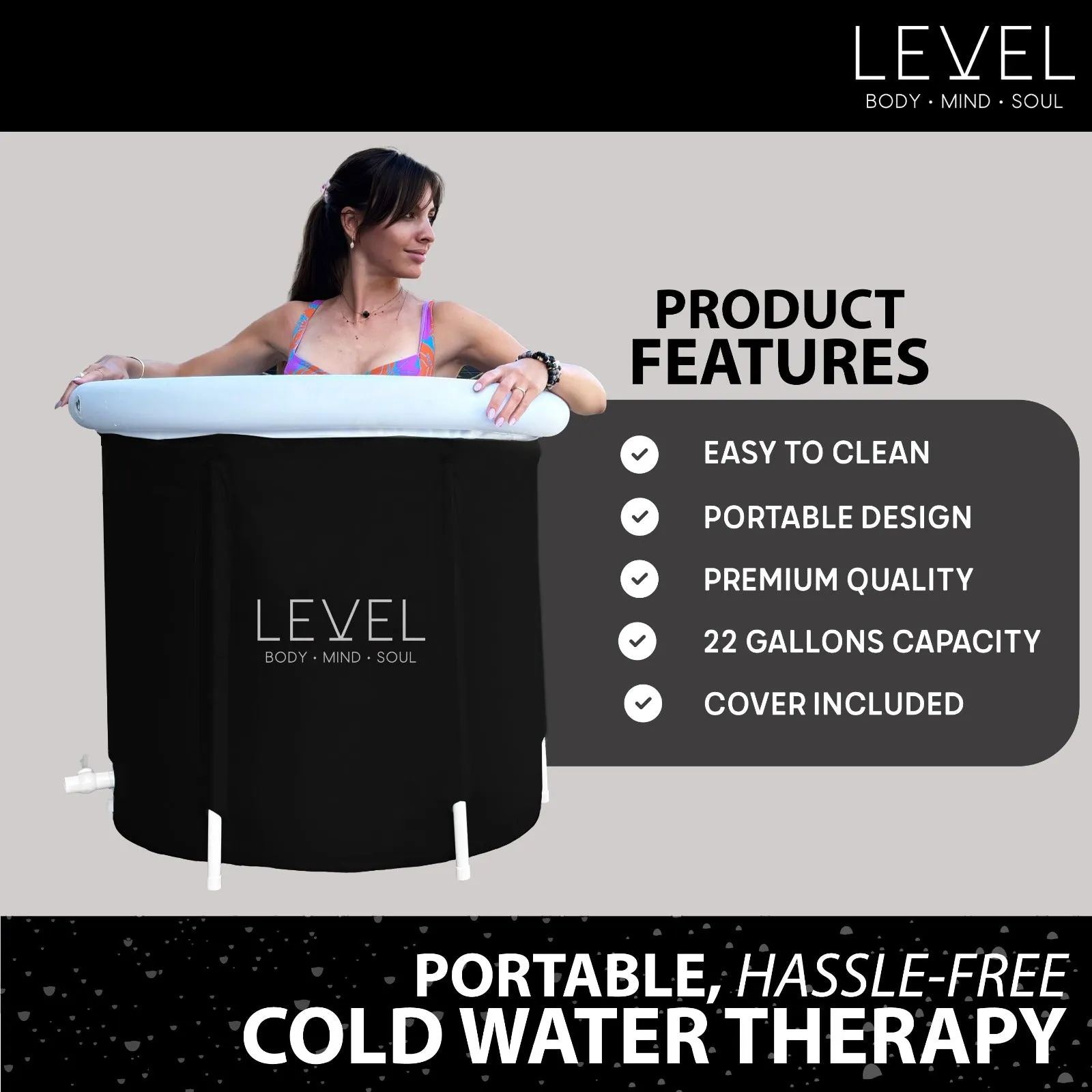 Portable Ice Bath & Fitness Kit - Black