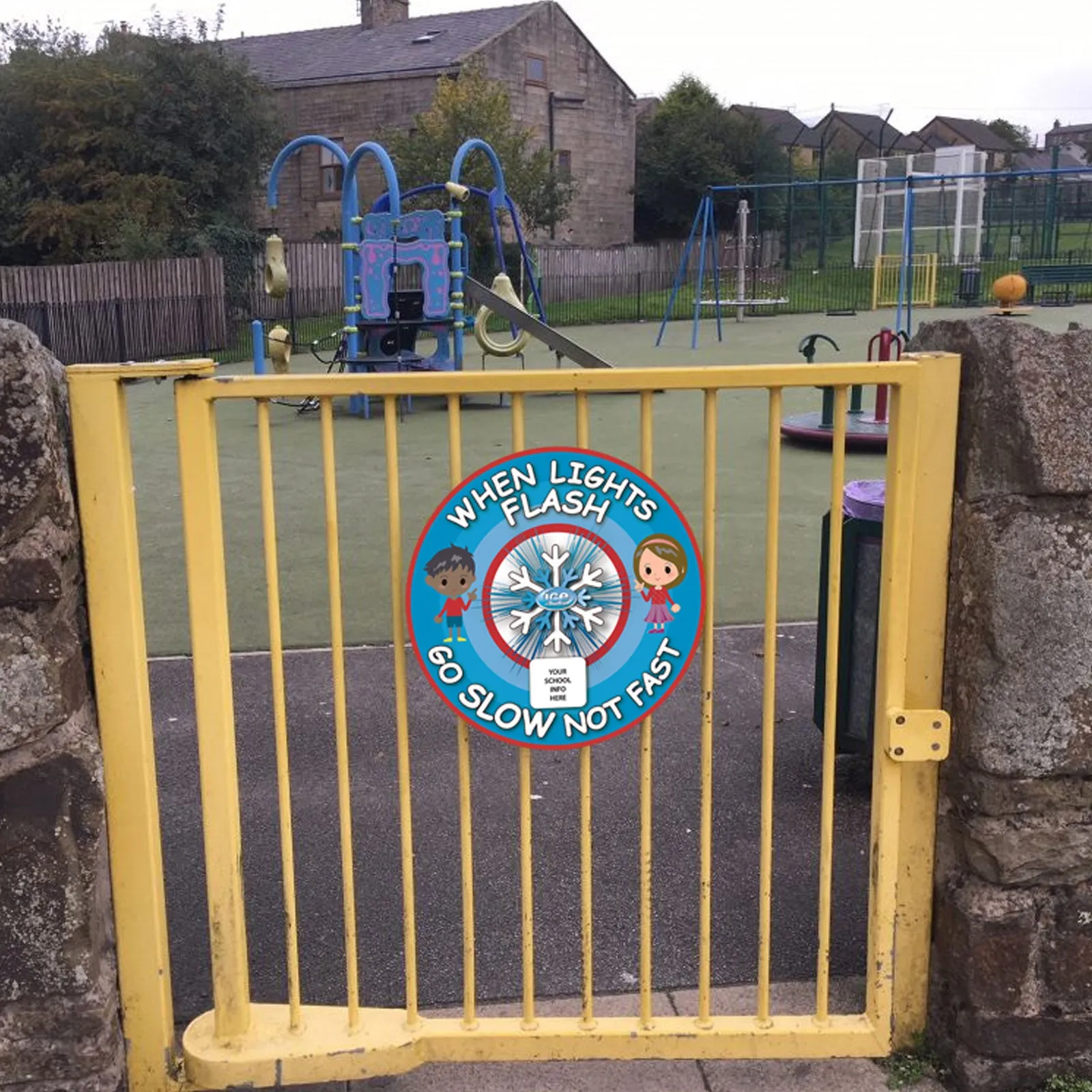 School Ice Warning Flashing LED Safety Sign - add your logo