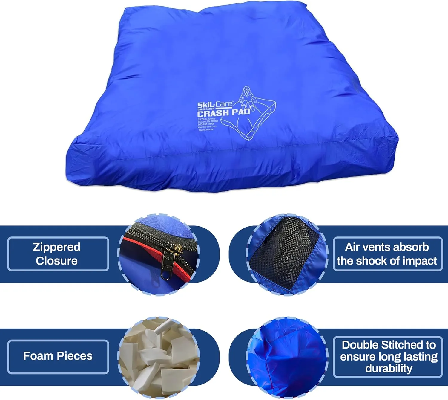 Skil-Care Replacement Cover for 3' x 4' (Dark Green) or 5 x 5 (Blue) Crash Pad, Durable Nylon Shell, Water-Resistant, Machine-Washable, Cover ONLY