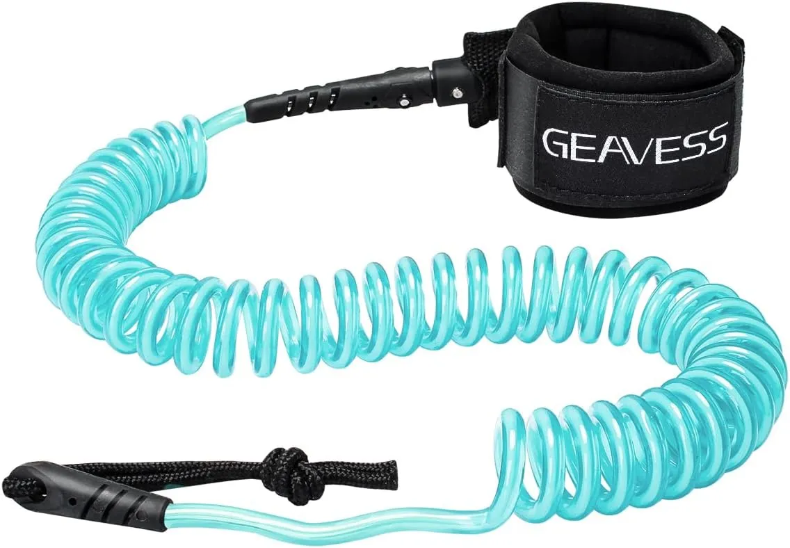 SUP Leash 11 Foot Coiled Stand Up Paddle Board Surfboard Leash Stay on Board Ankle Strap with Waterproof Wallet/Phone Case