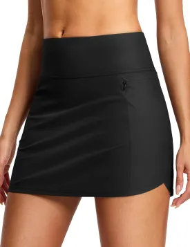 Swim Skirts for Women High Waisted Tummy Control Quick Dry UPF 50 Bathing Suit Skirt with Liner Zipper Pockets