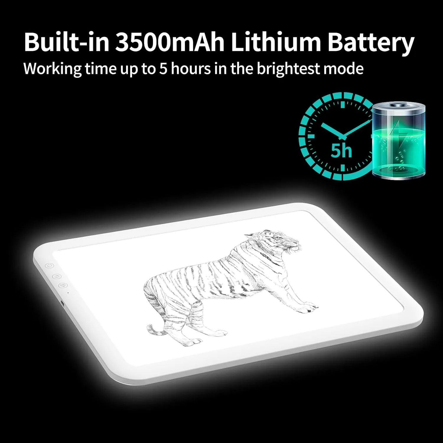 TOHETO A4 Rechargeable Led Super Bright Light Pad Powered by 3500mAh Lithium Battery for Weeding Vinyl, Portable Wireless Light Board/Box for Tracing, Diamond Painting, Sketching & Drawing (White)