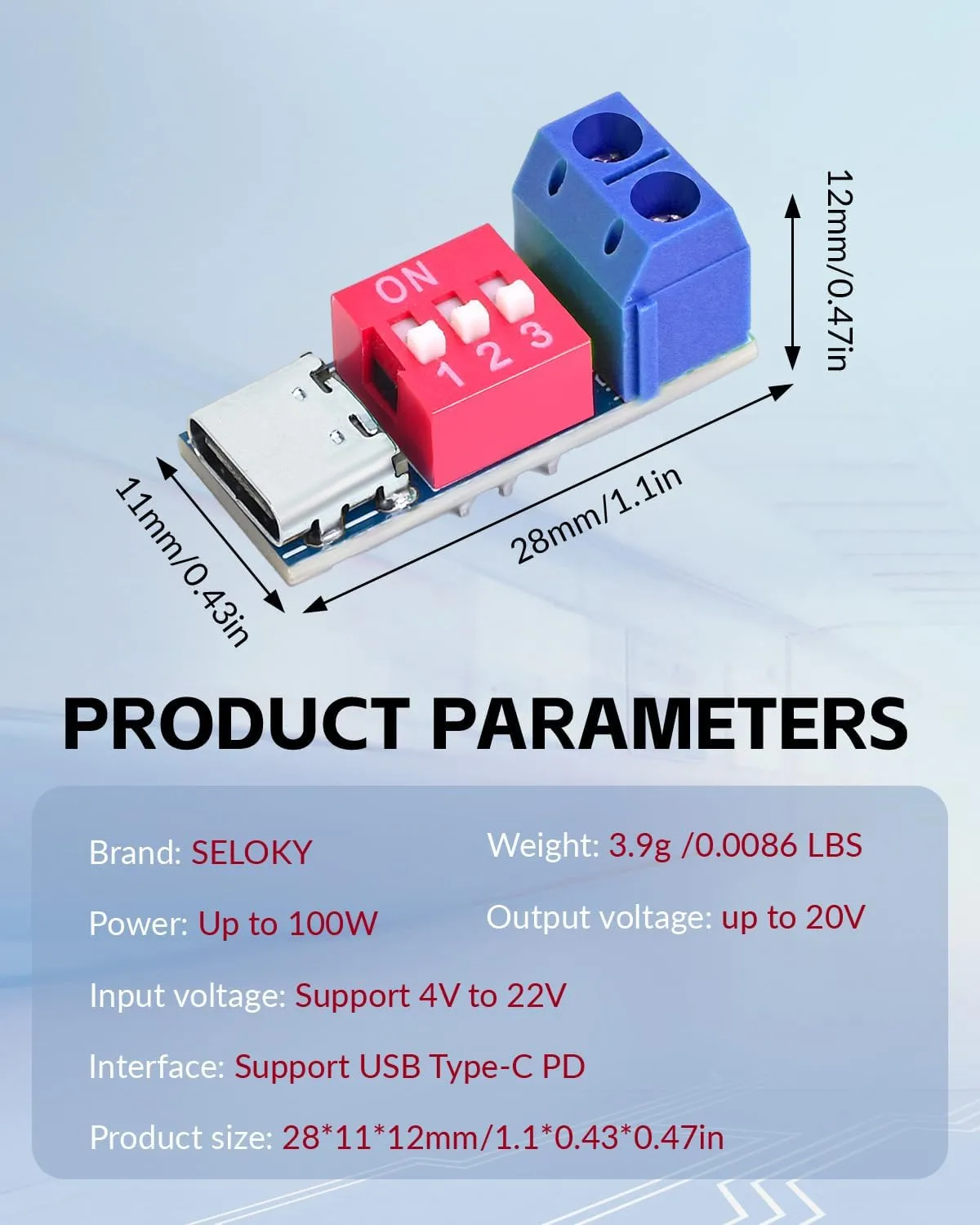 USB-C PD Trigger Board Module PD/QC Decoy Fast Charge USB Type-c to 12V High Speed Charger Power Delivery Boost (4PCS)