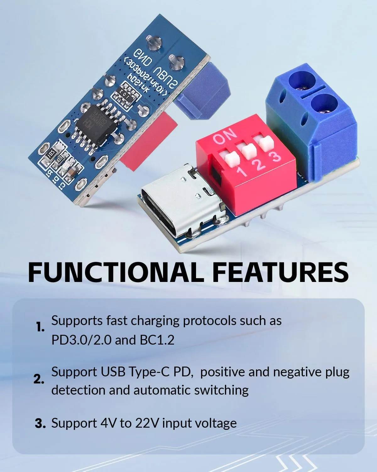 USB-C PD Trigger Board Module PD/QC Decoy Fast Charge USB Type-c to 12V High Speed Charger Power Delivery Boost (4PCS)