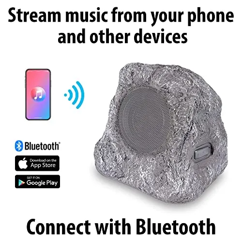 Victrola Outdoor Rock Speaker Pair - Wireless Bluetooth , for Garden, Patio, Waterproof, Built all Seasons & Solar Powered with Rechargeable Battery, Music Streaming Charcoal