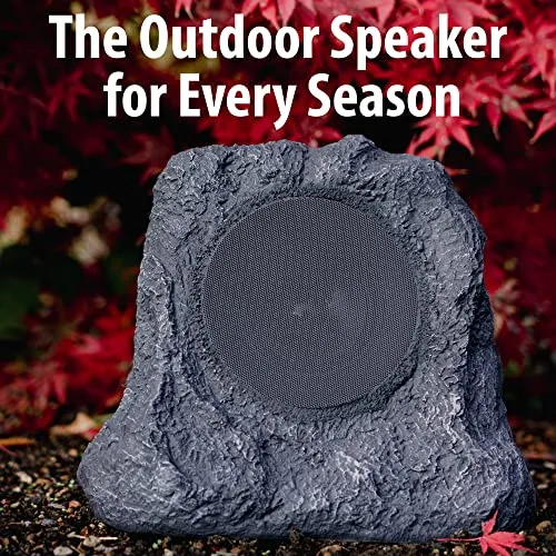 Victrola Outdoor Rock Speaker Pair - Wireless Bluetooth , for Garden, Patio, Waterproof, Built all Seasons & Solar Powered with Rechargeable Battery, Music Streaming Charcoal