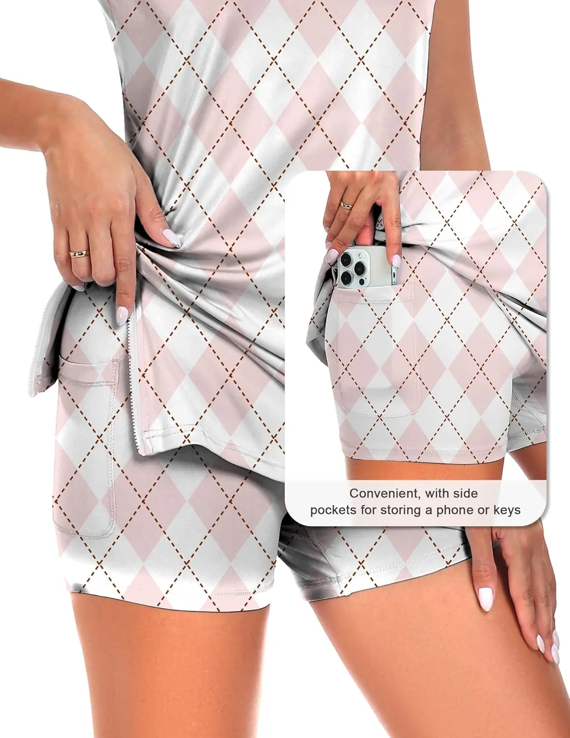 Women's Tennis Golf Dress Outfits Athletic Workout Dress with Shorts and Pocket Sport Dresses