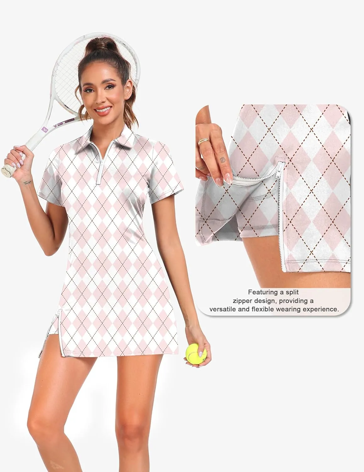 Women's Tennis Golf Dress Outfits Athletic Workout Dress with Shorts and Pocket Sport Dresses