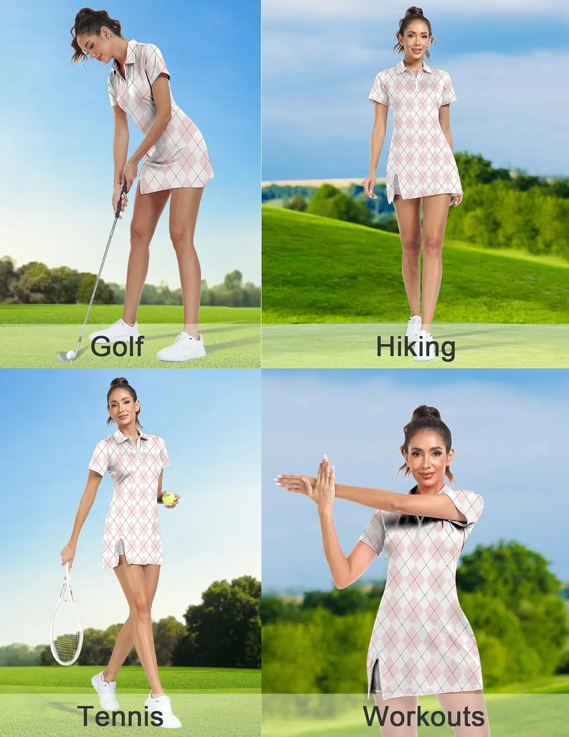 Women's Tennis Golf Dress Outfits Athletic Workout Dress with Shorts and Pocket Sport Dresses