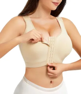Wonderience Post-Surgical Bra Wide Adjustable Straps with Front Closure Wirefree
