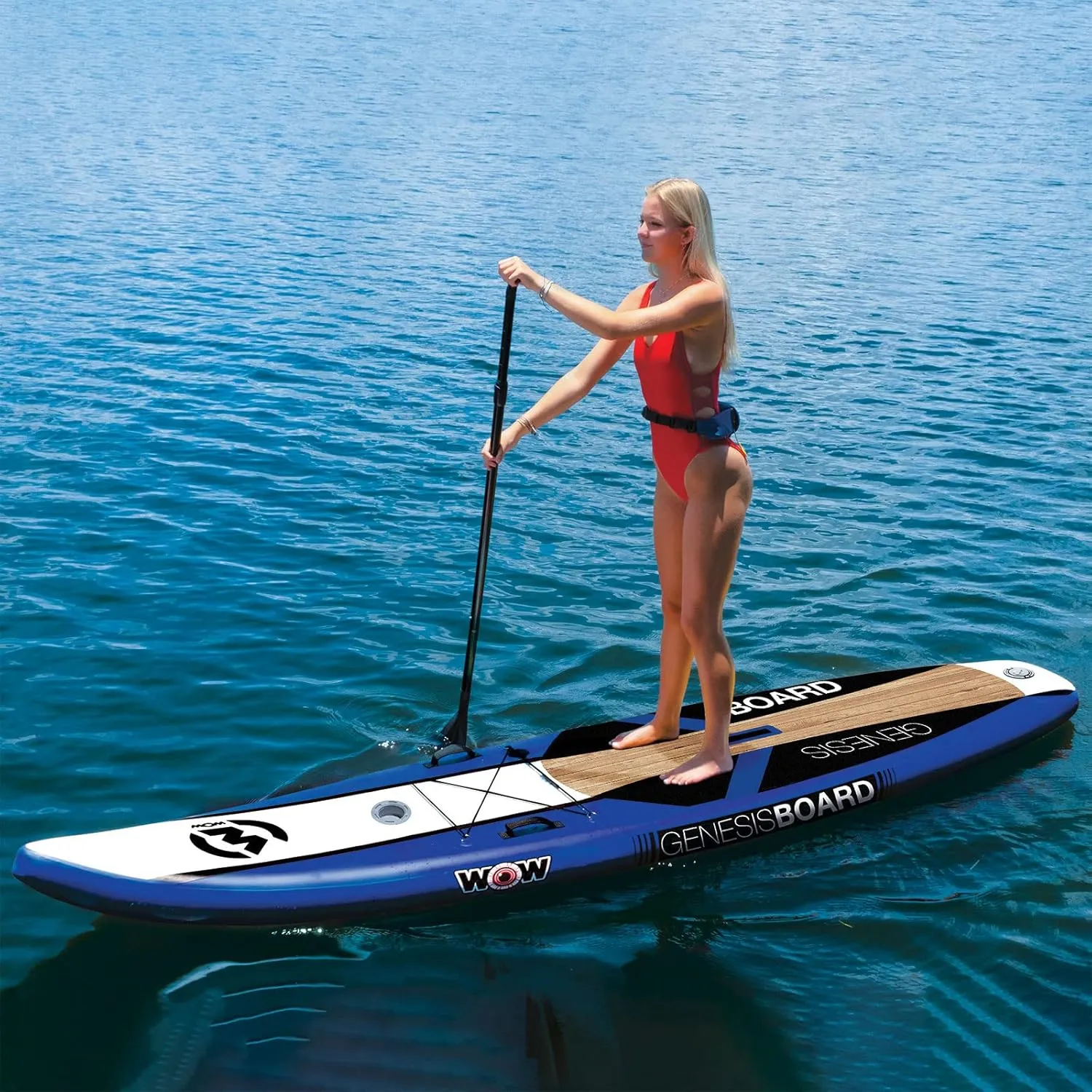 WOW Sports - Genesis Paddleboard - Inflatable Paddleboard with Pump & Carrying Case - Perfect Lake Accessory